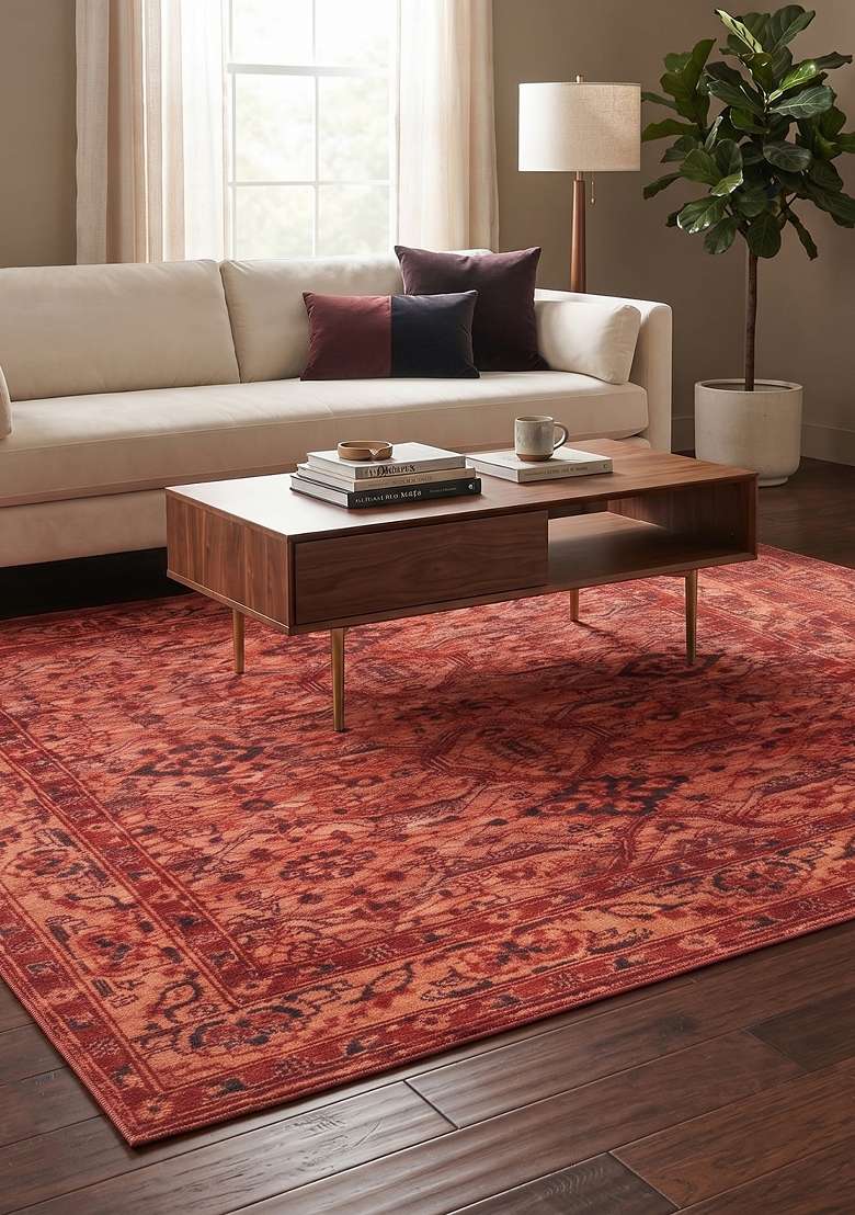 Saffron Rugs Terracotta Red Hand Knotted Wool Rectangular Rug - Indya