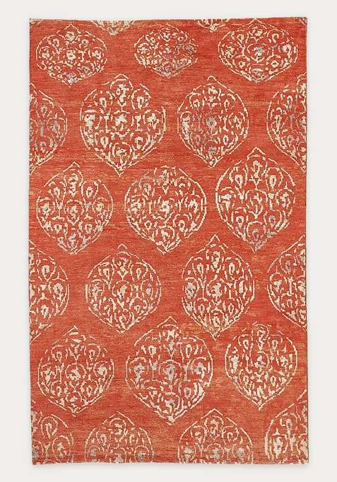 100% Wool Handmade Orange Rug | Carpet For Living Room