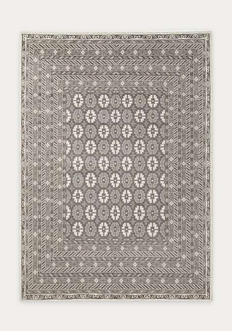 100% Wool Handmade Grey Rug | Geometric Carpet For Living Room