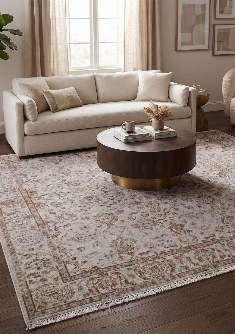 Saffron Rugs Hand Knotted Ivory Cream Wool Rectangular Rug - Indya