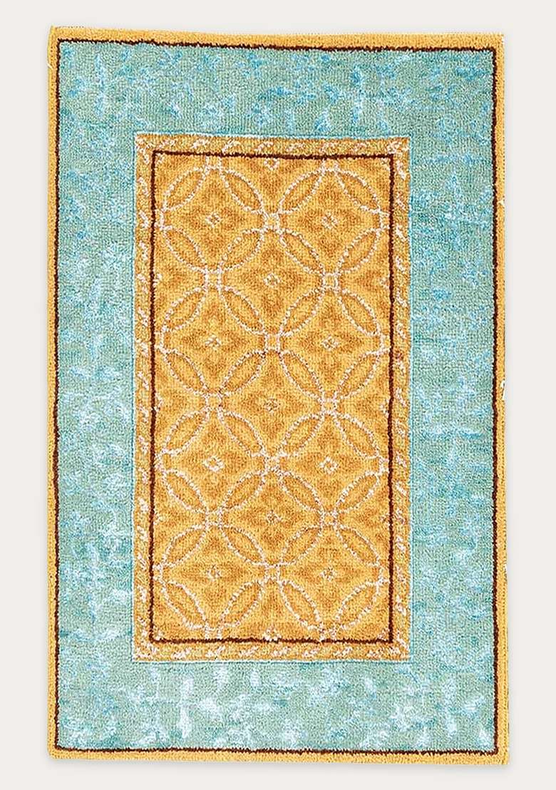 Saffron Rugs Gold Hand Knotted Wool Rectangular Rug - Indya