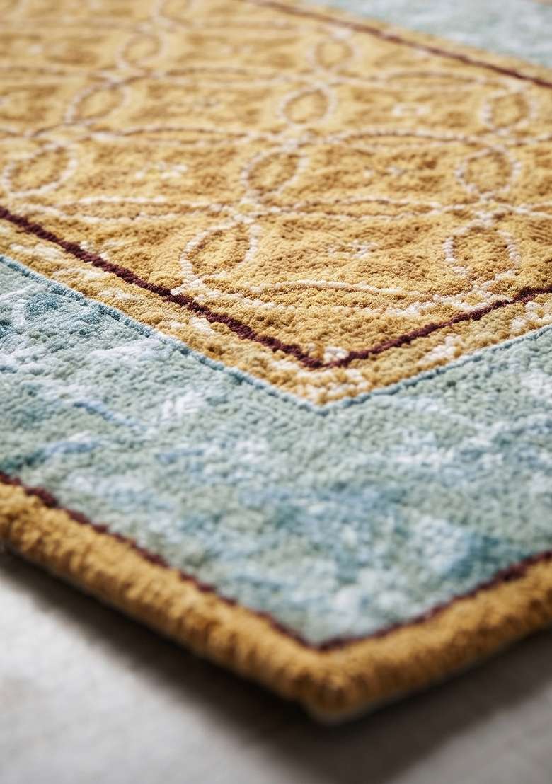 Saffron Rugs Gold Hand Knotted Wool Rectangular Rug - Indya