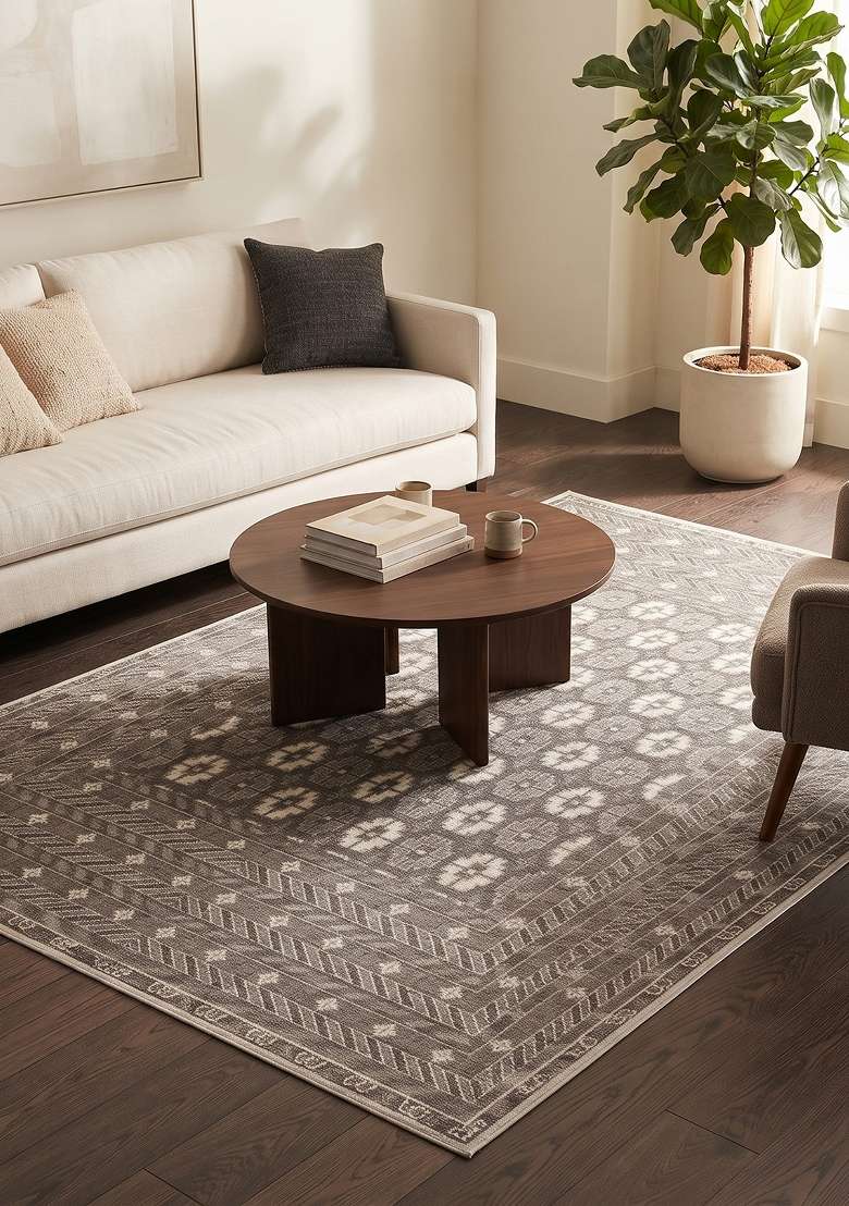 Saffron Rugs Hand Knotted Charcoal Grey Wool Rectangular Rug - Indya