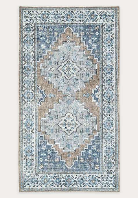 100% Wool Handmade Blue Rug | Carpet For Living Room