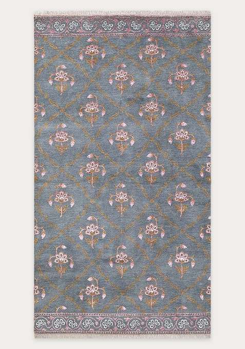 100% Wool Handmade Blue Rug | Carpet For Living Room