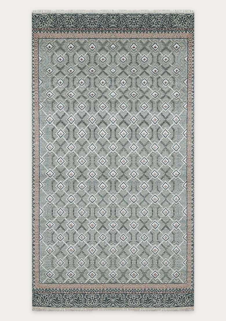 Saffron Rugs Hand Knotted Sage Green Wool Rectangular Rug - Indya