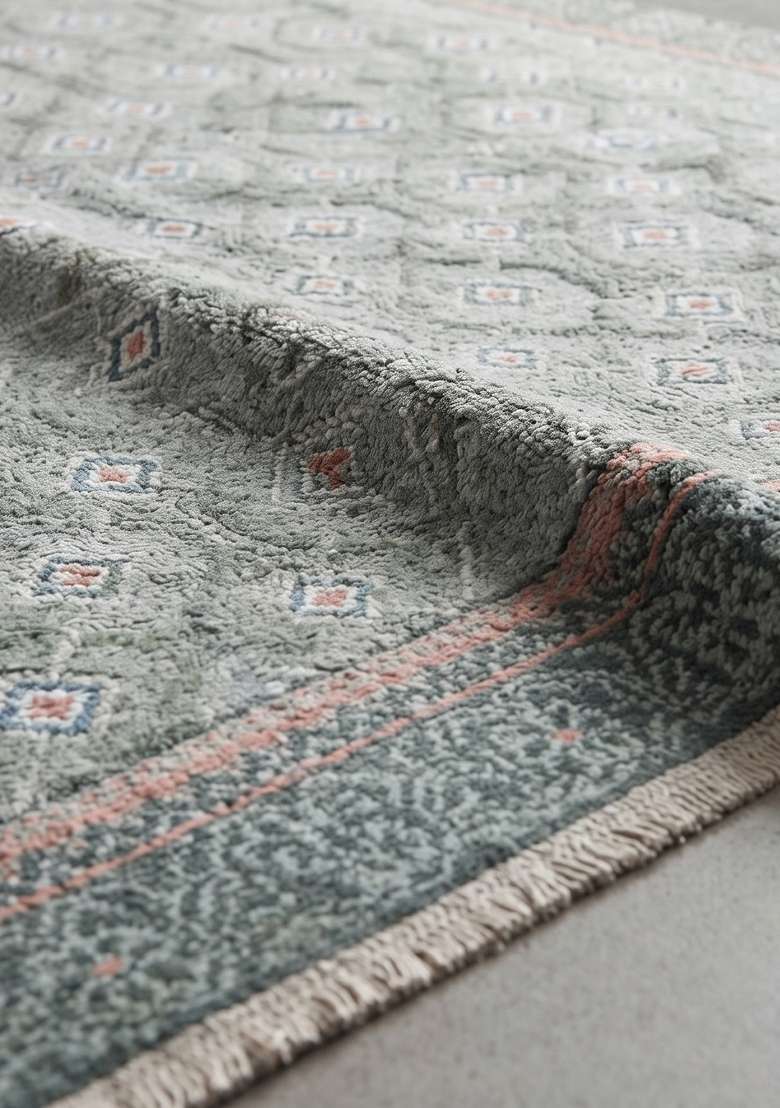 Saffron Rugs Hand Knotted Sage Green Wool Rectangular Rug - Indya