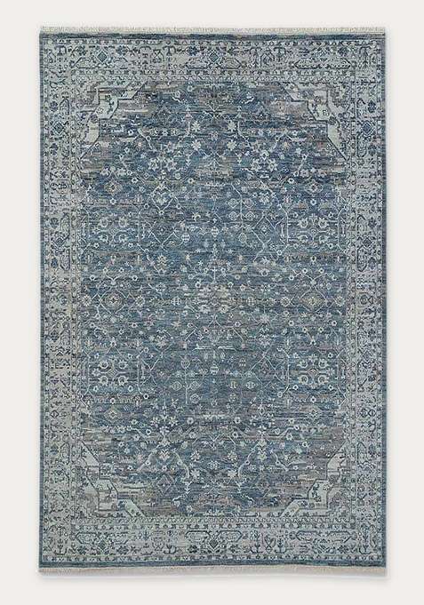 100% Wool Handmade Blue Rug | Carpet For Living Room