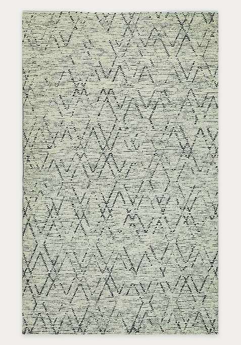 100% Wool Handmade Beige Rug | Geometric Carpet For Living Room