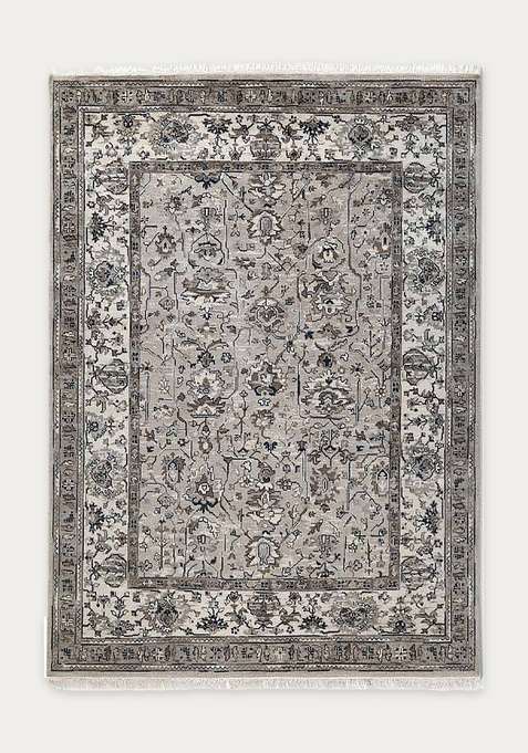100% Wool Handmade Grey Rug | Floral Carpet For Living Room