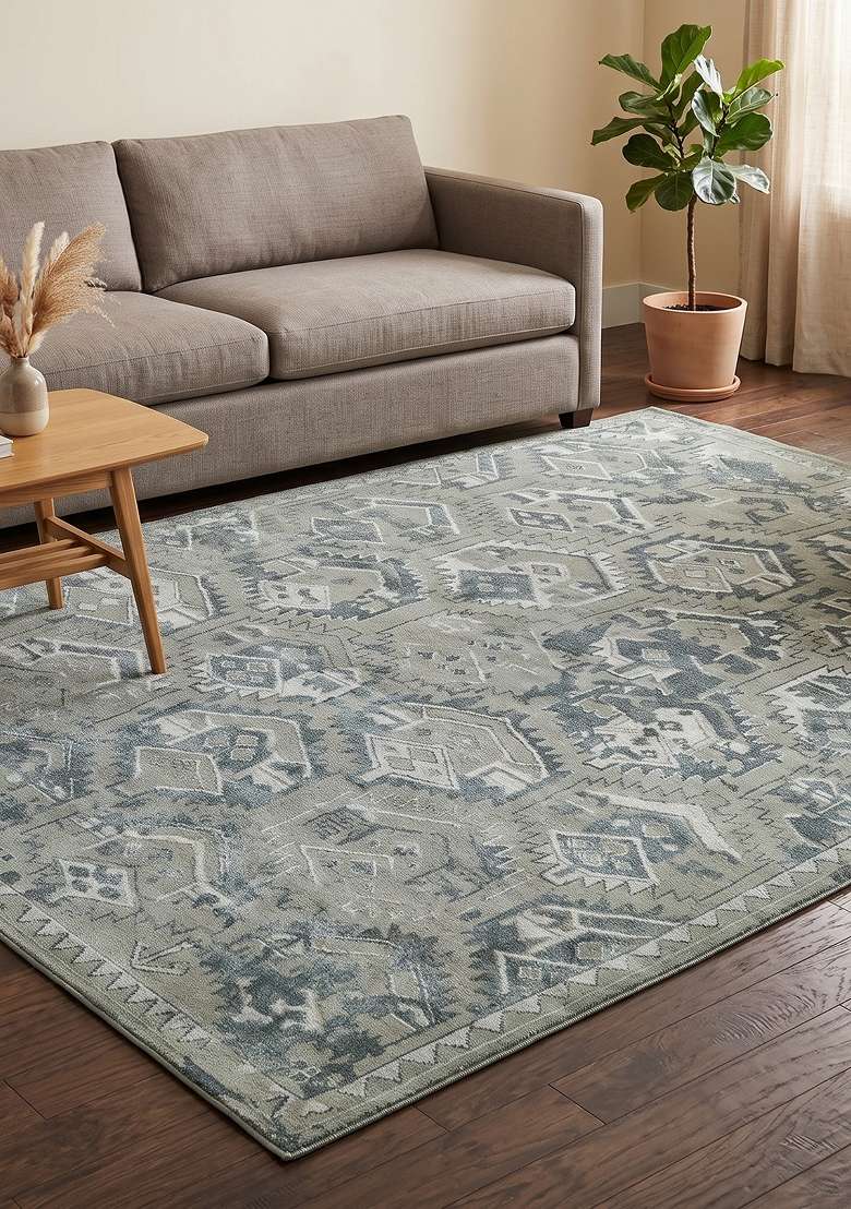 Saffron Rugs Hand Knotted Sage Green Wool Rectangular Rug - Indya
