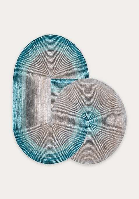 Viscose Handmade Blue Rug | Oval Carpet For Living Room
