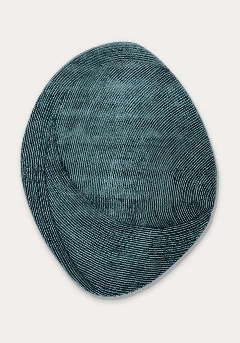 Viscose Handmade Blue Rug | Oval Carpet For Living Room