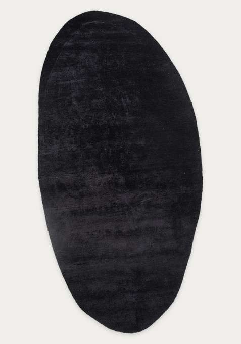 Viscose Handmade Black Rug | Oval Carpet For Living Room