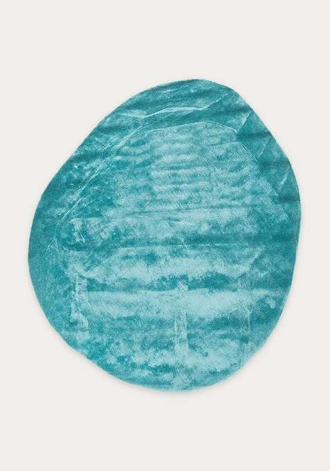 Viscose Handmade Blue Rug | Round Carpet For Living Room