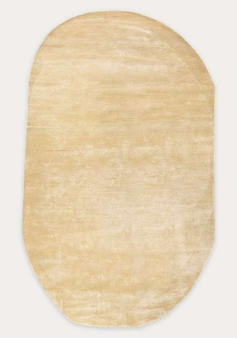 Viscose Handmade Beige Rug | Oval Carpet For Living Room