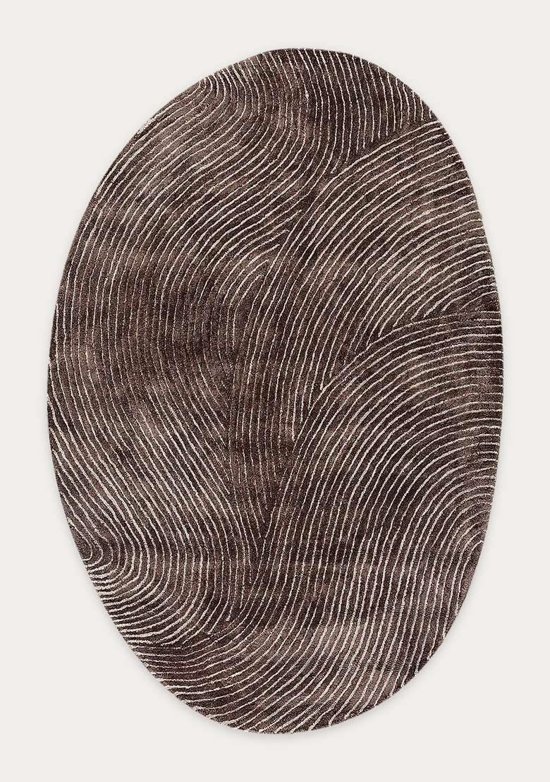 Saffron Rugs Hand-Tufted Taupe Brown Viscose Oval Rug - Indya