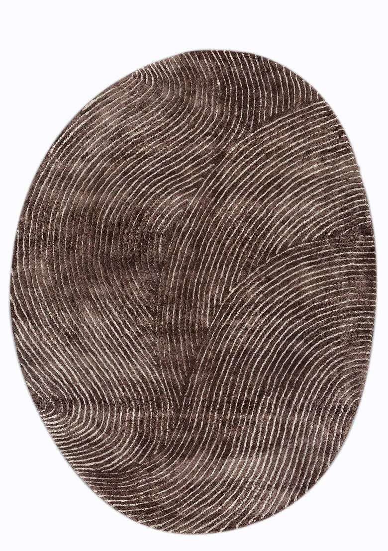 Saffron Rugs Taupe Brown Hand Tufted Viscose Oval Rug - Indya