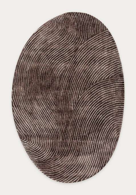 Viscose Handmade Brown Rug | Oval Carpet For Living Room
