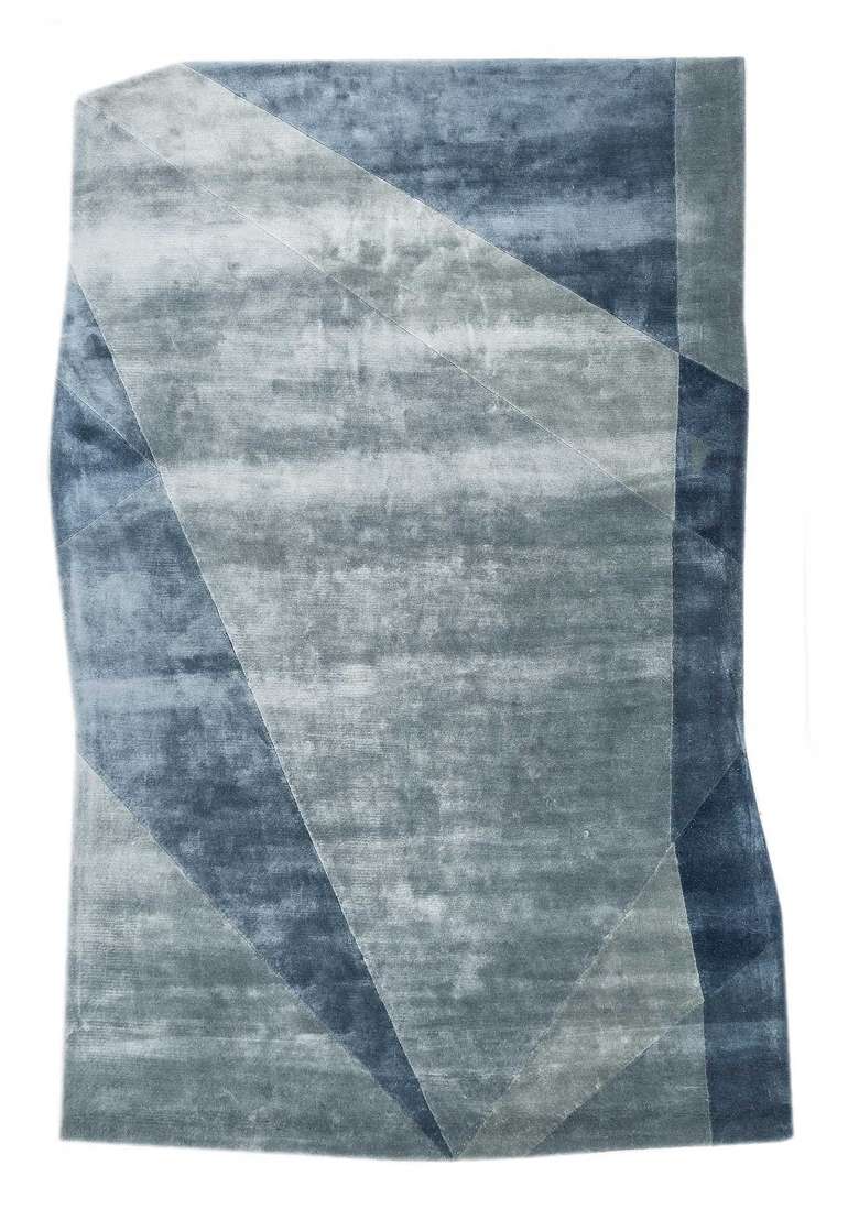 Saffron Rugs Steel Blue Hand Tufted Viscose Rectangular Rug - Indya