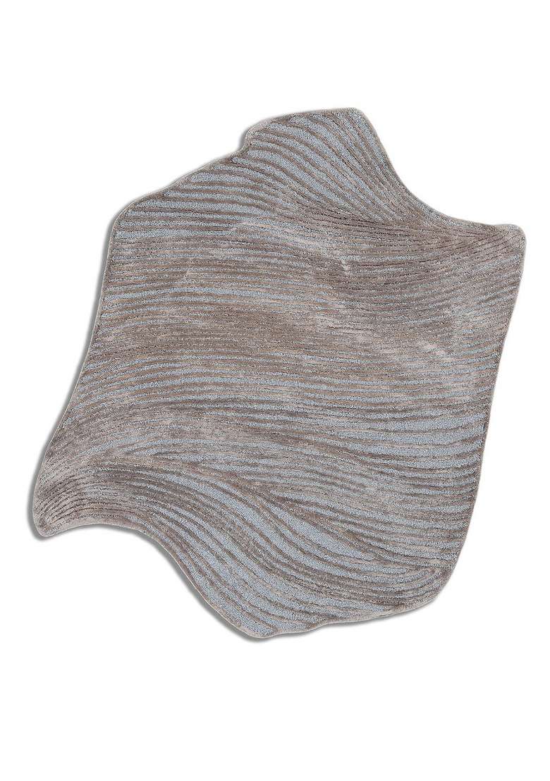 Saffron Rugs Silver Beige Hand Tufted Viscose Scalloped Rug - Indya