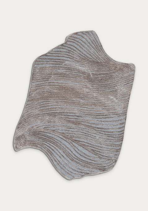 Viscose Handmade Grey Rug | Scalloped Carpet For Living Room