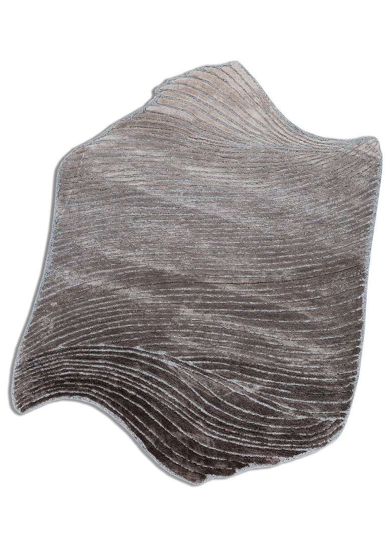 Saffron Rugs Silver Grey Hand Tufted Viscose Scalloped Rug - Indya