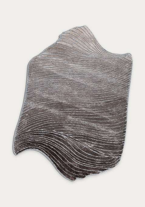 Viscose Handmade Grey Rug | Scalloped Carpet For Living Room