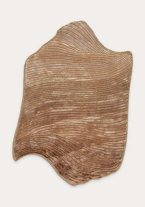 Viscose Handmade Brown Rug | Scalloped Carpet For Living Room