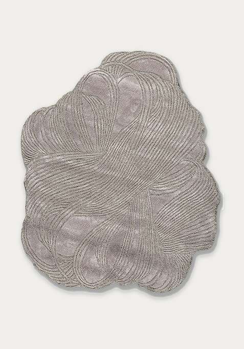 Viscose Handmade Silver Rug | Scalloped Carpet For Living Room