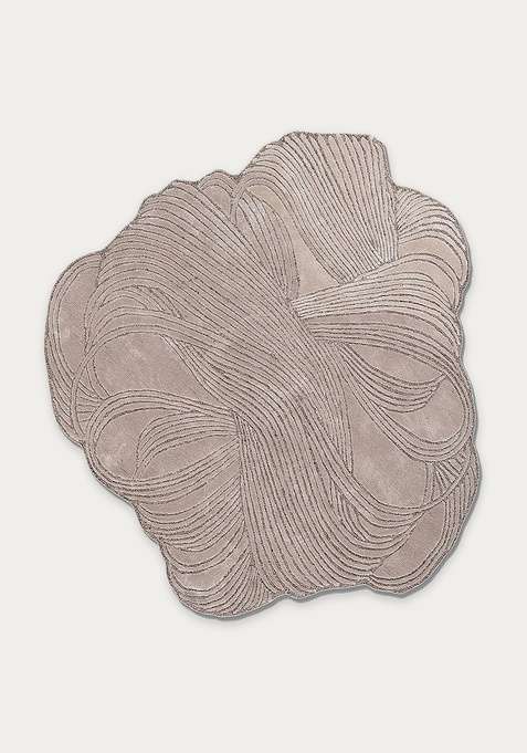 Viscose Handmade Beige Rug | Scalloped Carpet For Living Room