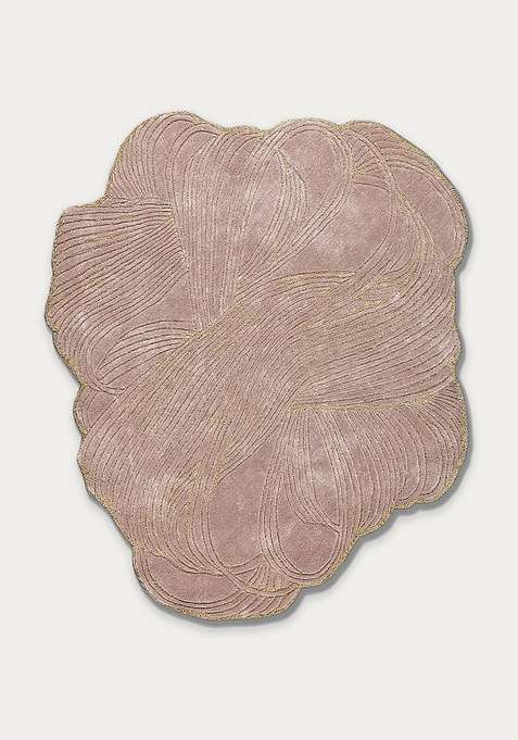 Viscose Handmade Pink Rug | Scalloped Carpet For Living Room