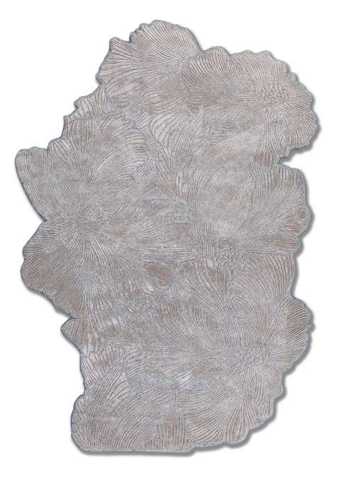 Viscose Handmade Silver Rug | Scalloped Carpet For Living Room