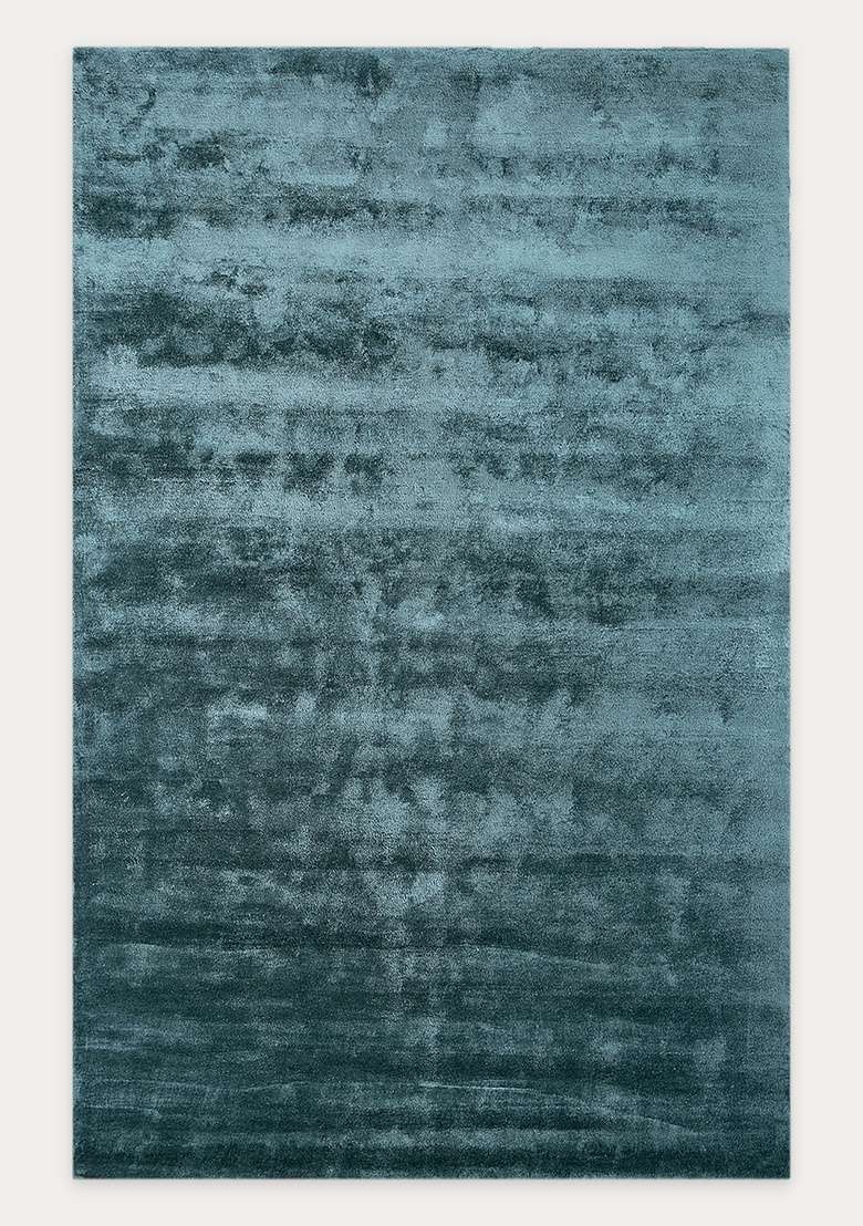Saffron Rugs Hand-Tufted Teal Blue Viscose Rectangular Rug - Indya