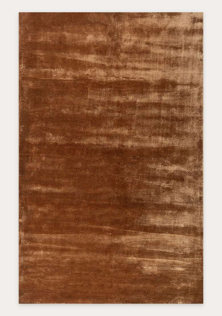 Saffron Rugs Copper Brown Hand Tufted Viscose Rectangular Rug - Indya