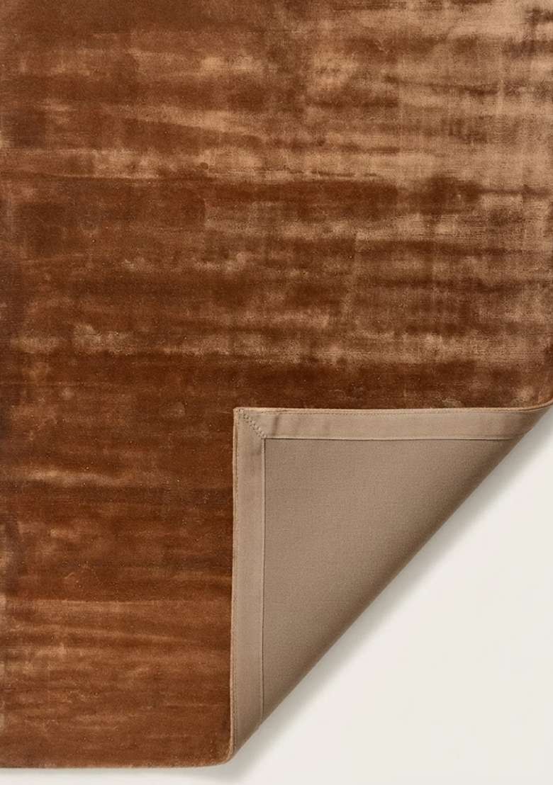 Saffron Rugs Copper Brown Hand Tufted Viscose Rectangular Rug - Indya