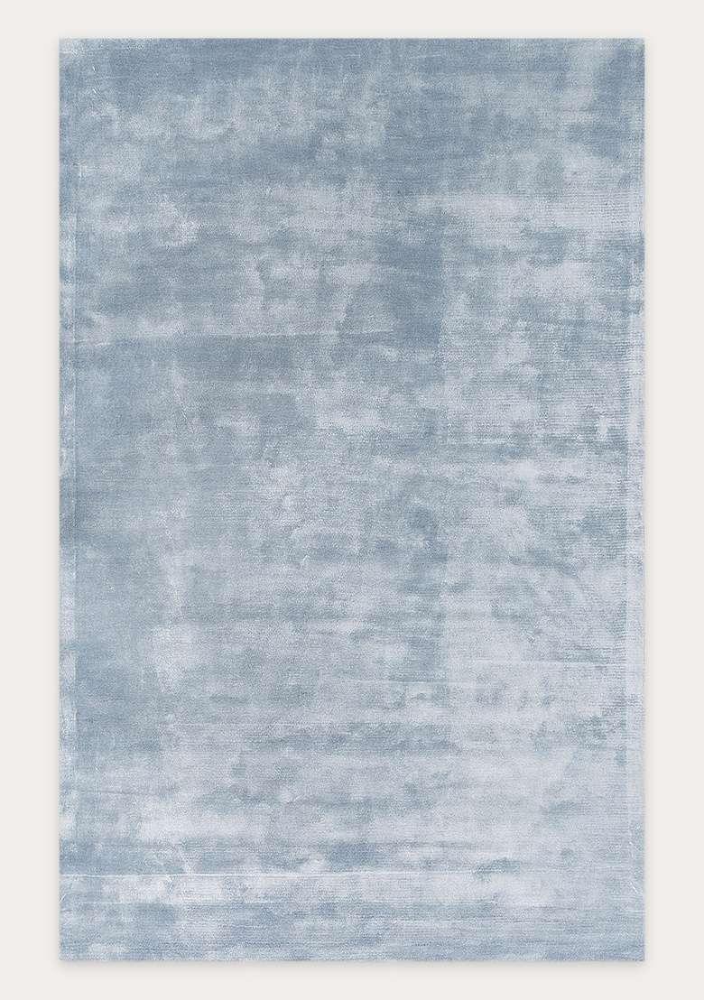 Saffron Rugs Dusty Blue Hand Tufted Viscose Rectangular Rug - Indya