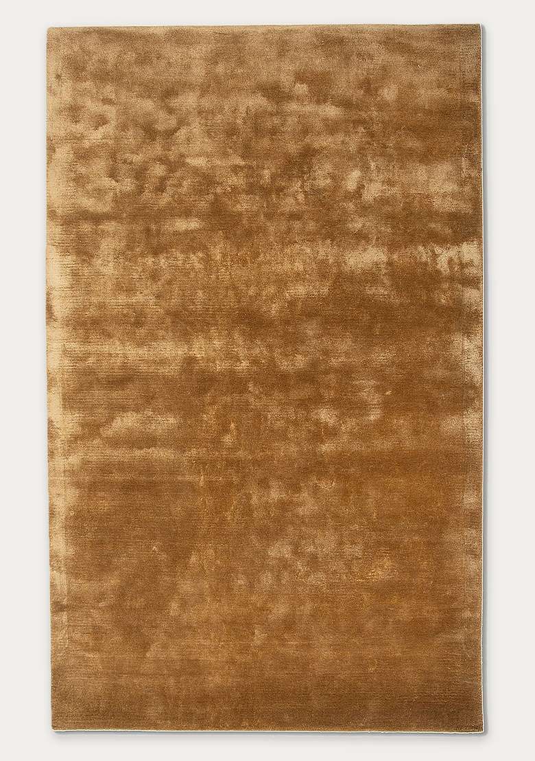 Saffron Rugs Warm Gold Hand Tufted Viscose Rectangular Rug - Indya