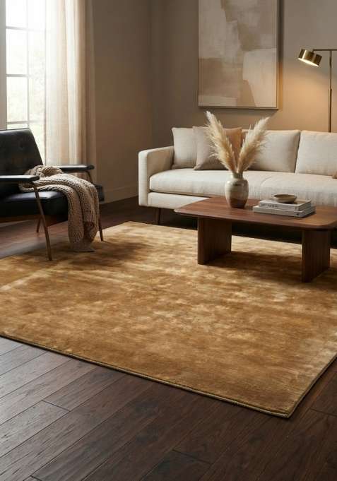Viscose Handmade Gold Rug | Carpet For Living Room