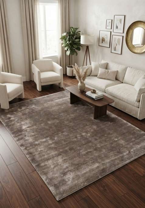 Viscose Handmade Grey Rug | Carpet For Living Room