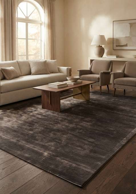 Viscose Handmade Grey Rug | Carpet For Living Room
