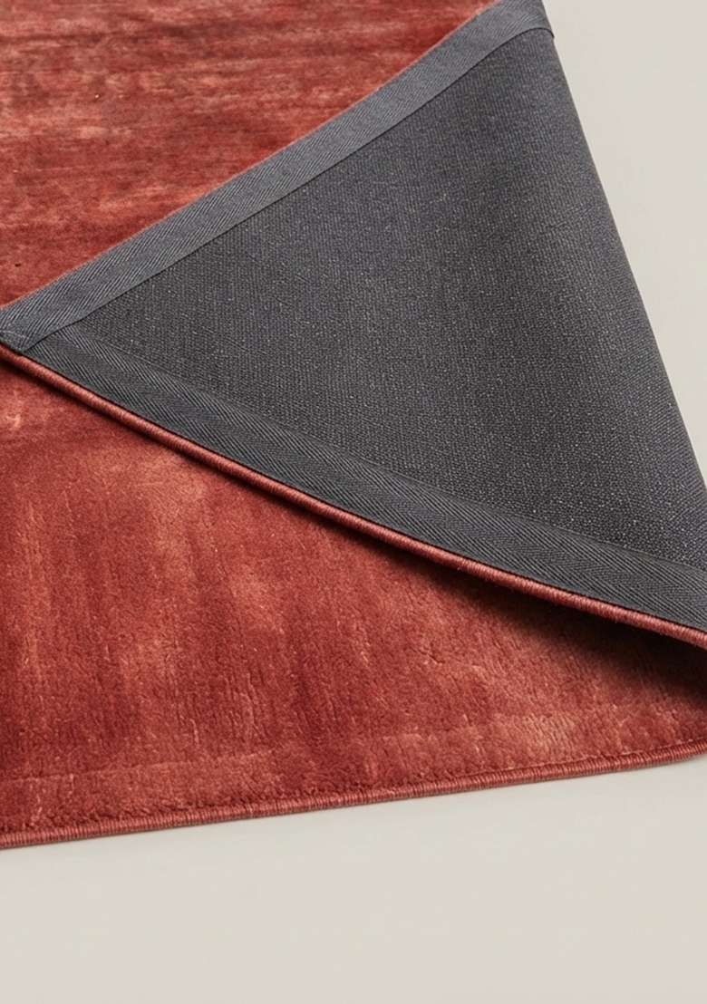 Saffron Rugs Terracotta Red Hand Tufted Viscose Rectangular Rug - Indya