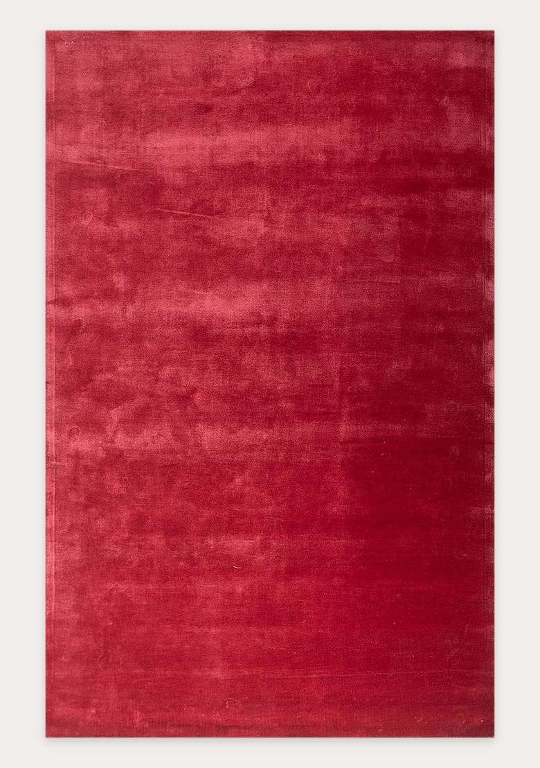 Saffron Rugs Hand-Tufted Deep Red Viscose Rectangular Rug - Indya
