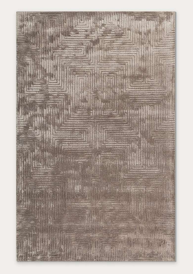 Saffron Rugs Hand-Tufted Taupe Grey Viscose Rectangular Rug - Indya