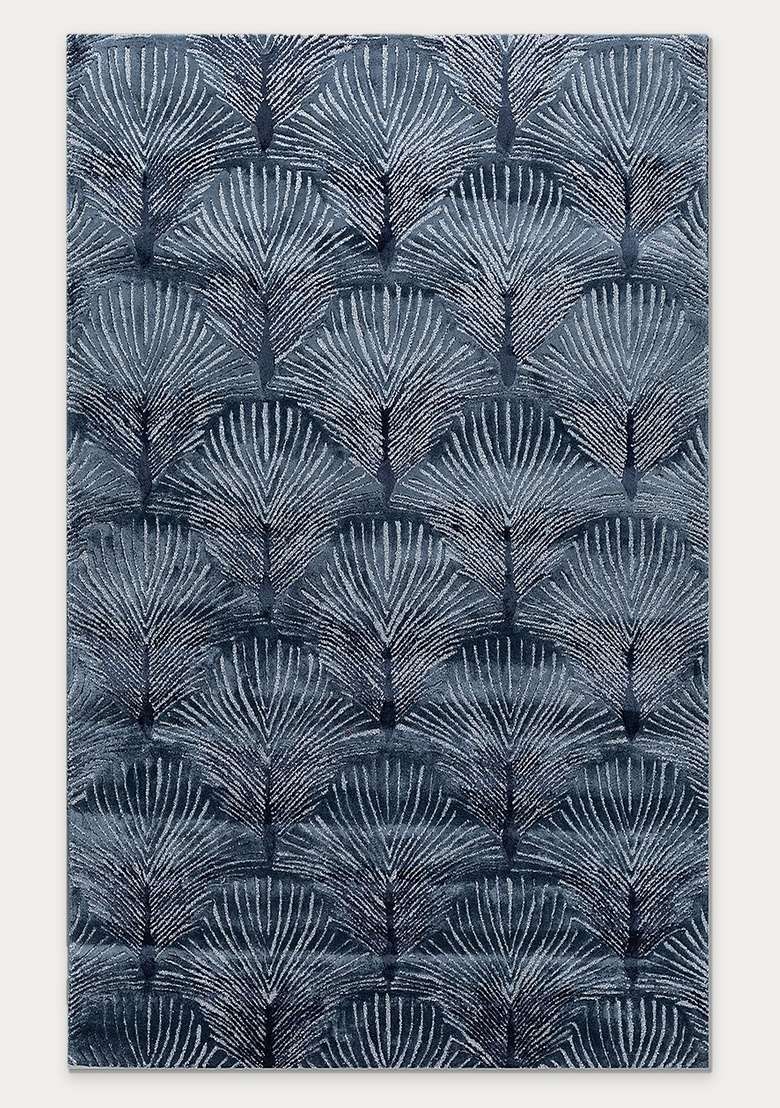 Saffron Rugs Navy Blue Hand Tufted Viscose Rectangular Rug - Indya