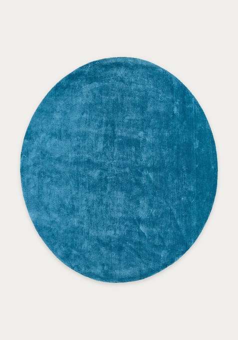 Viscose Handmade Blue Rug | Round Carpet For Living Room