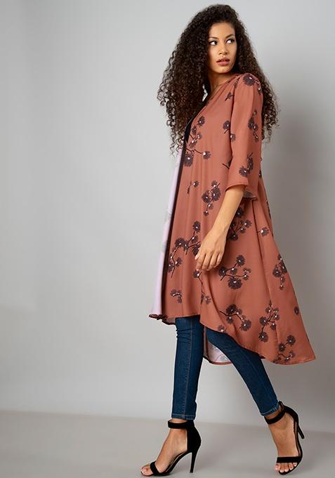 Buy Women Rust Floral Draped Shrug - Trends Online India - FabAlley