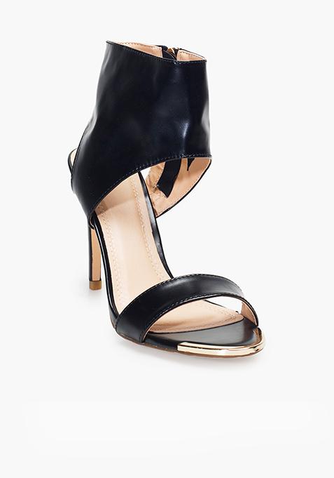 black high heels wrap around ankle