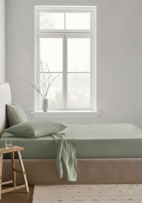Olive 100% Linen European Linen Sheet Set