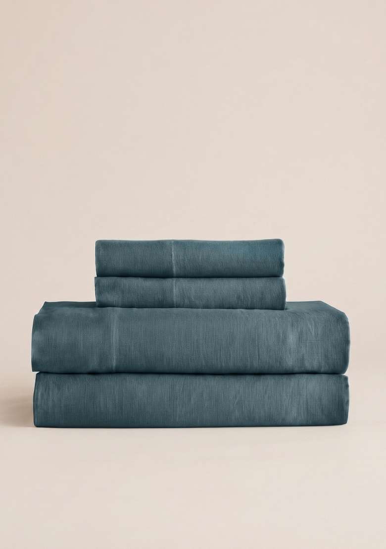 Aqua European Linen Sheet Set - Indya